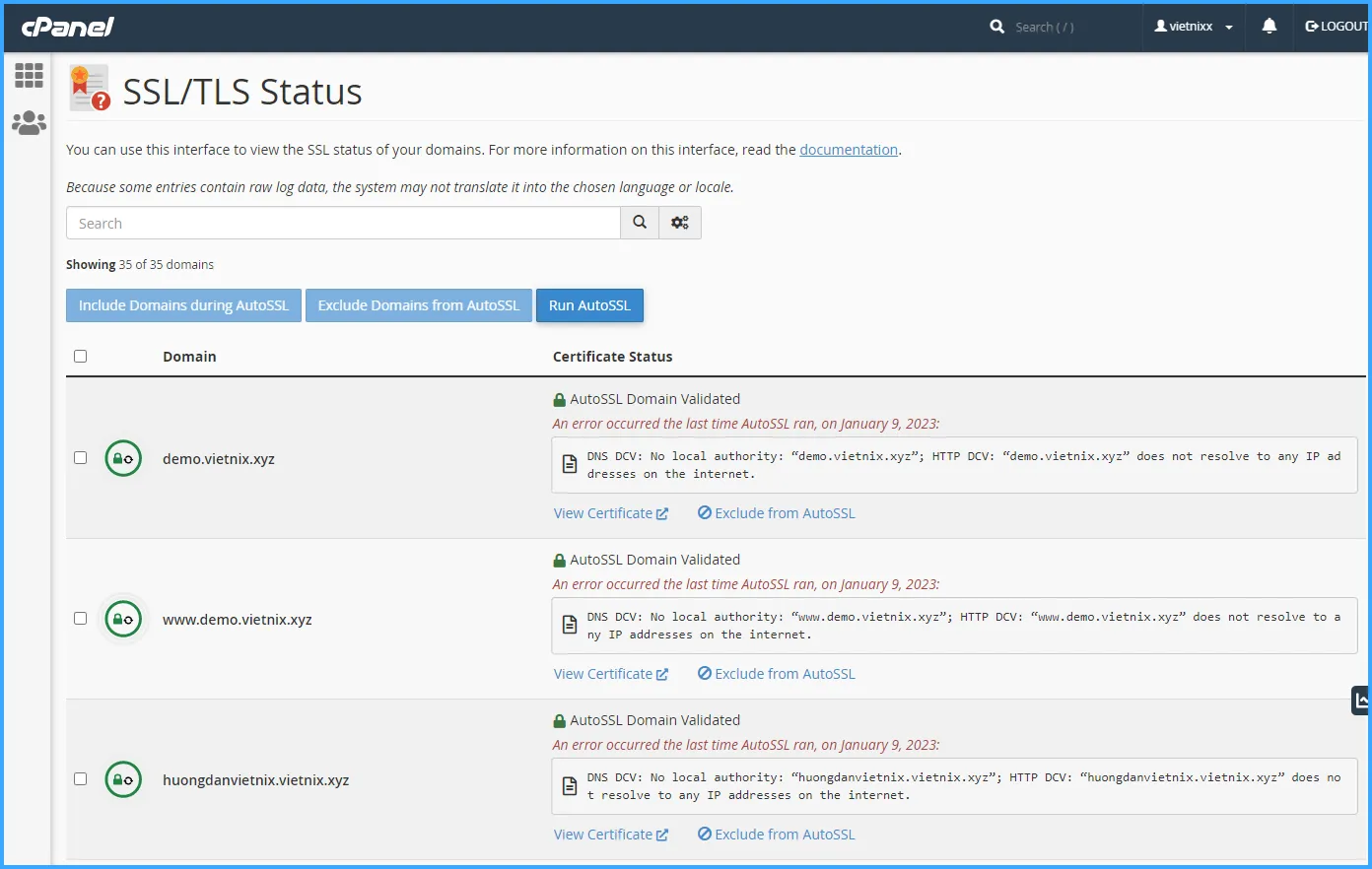 Đã cài SSL trên hosting cPanel thành công