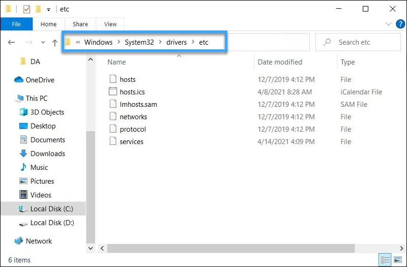 Truy cập vào file hosts trên máy tính