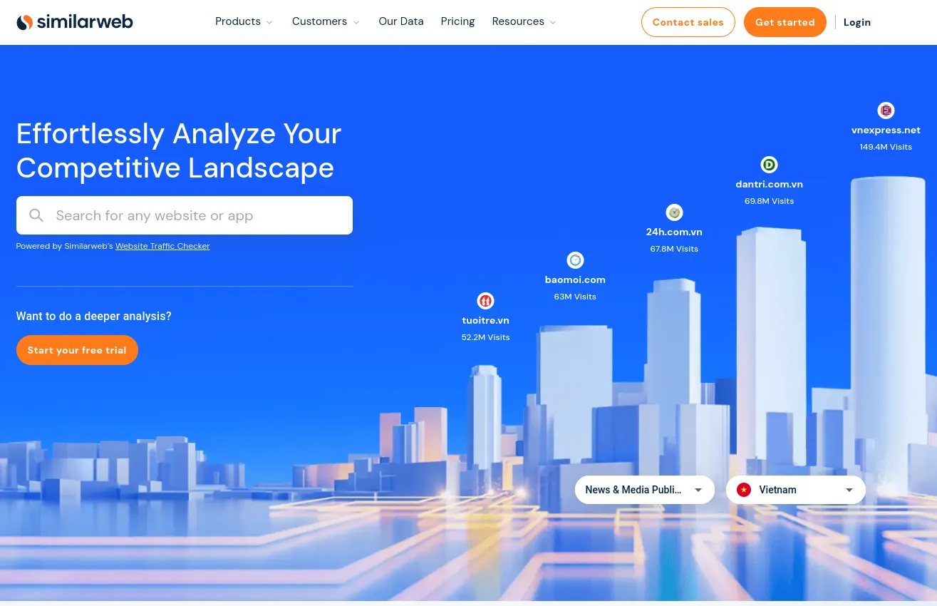 Bấm vào nút Get started hoặc Login