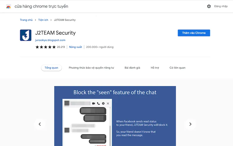 Tải về và thêm J2team Security vào trình duyệt