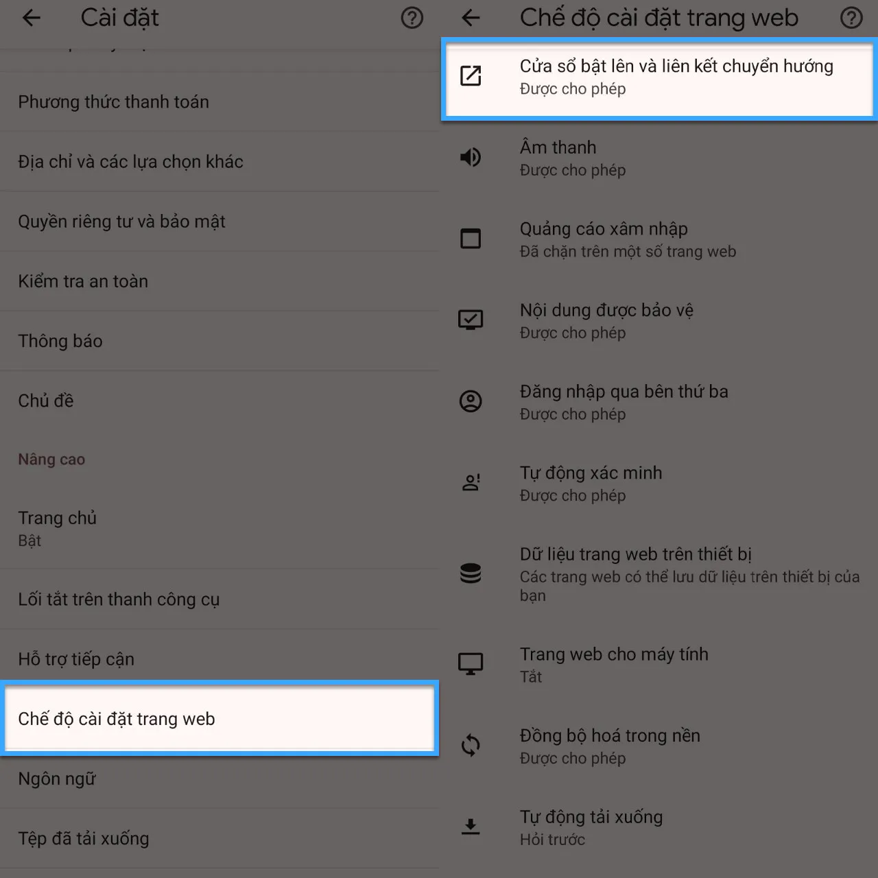 Chặn website trên Android