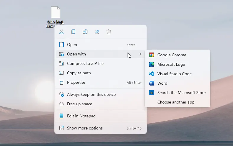 Click chuột phải vào file vừa lưu