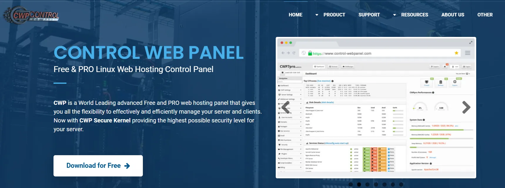 Control Web Panel được thiết kế để hỗ trợ chuyên dụng cho máy chủ Linux