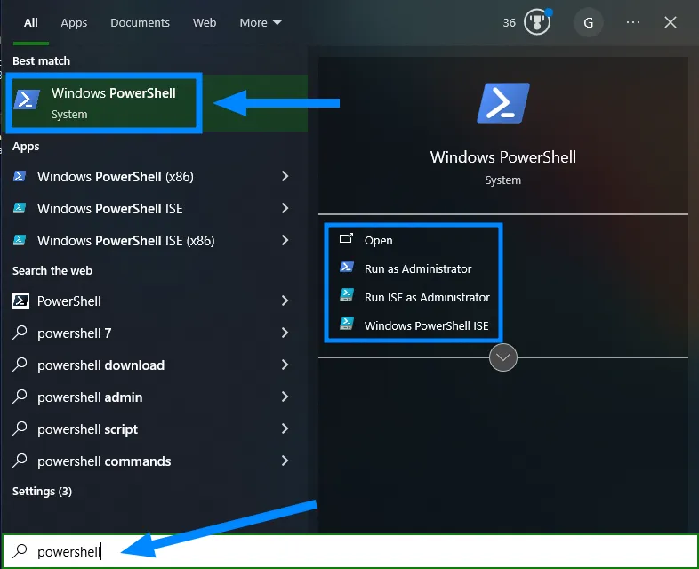 Vào Windows PowerShell