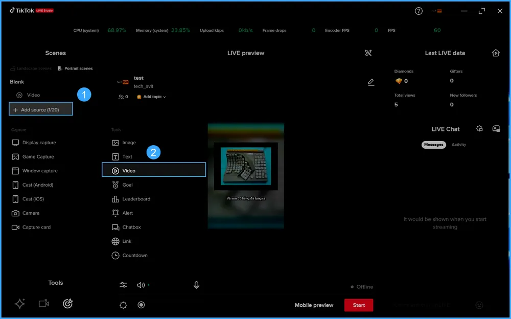 Truy cập TikTok Live Studio