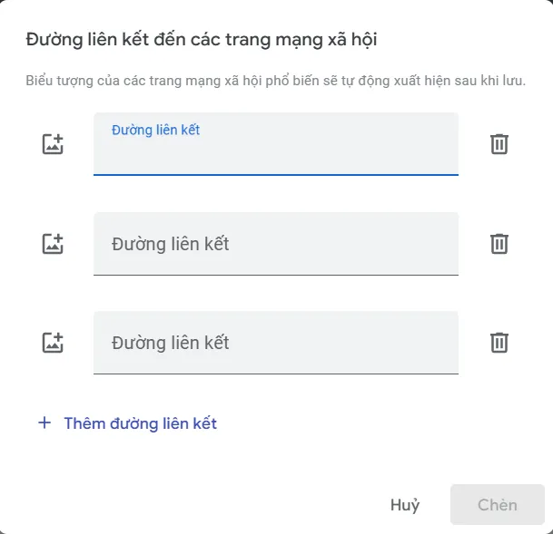 Đường liên kết trang mạng xã hội