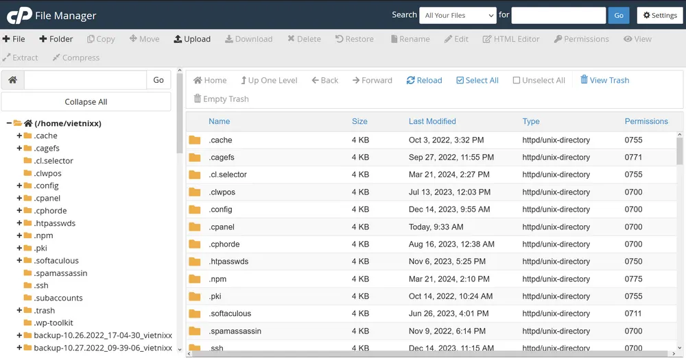 Giao diện File Manager