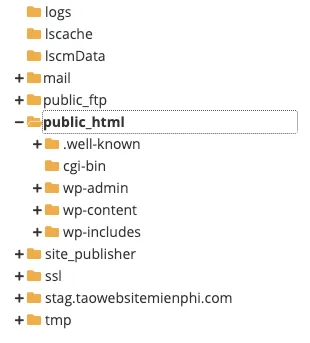 Chọn thư mục public_html