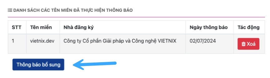 Chọn thông báo bổ sung