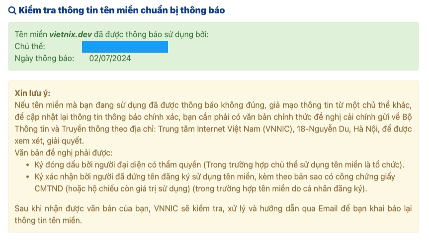 Kiểm tra lại trạng thái tên miền