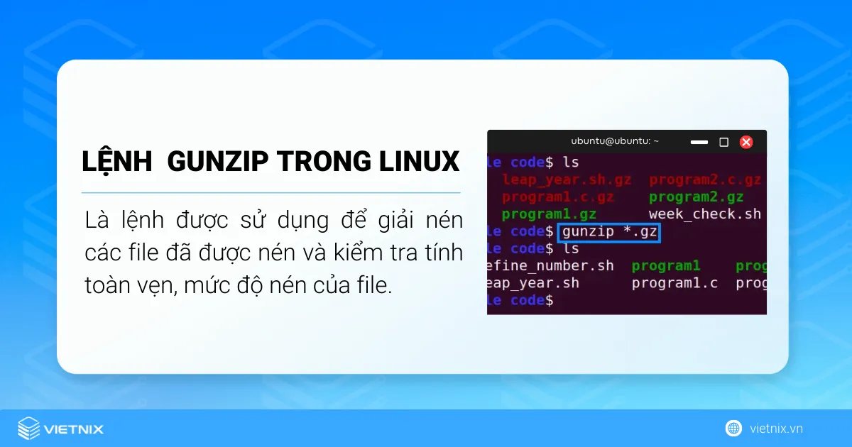 Định nghĩa lệnh gunzip trong Linux