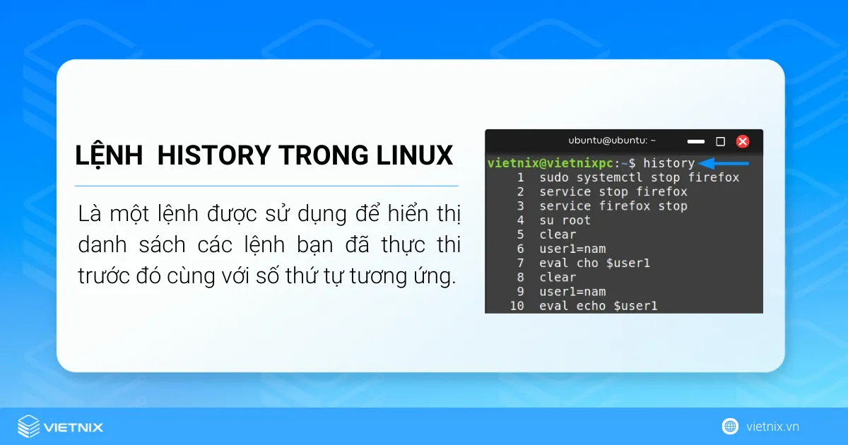 Định nghĩa lệnh history trong Linux