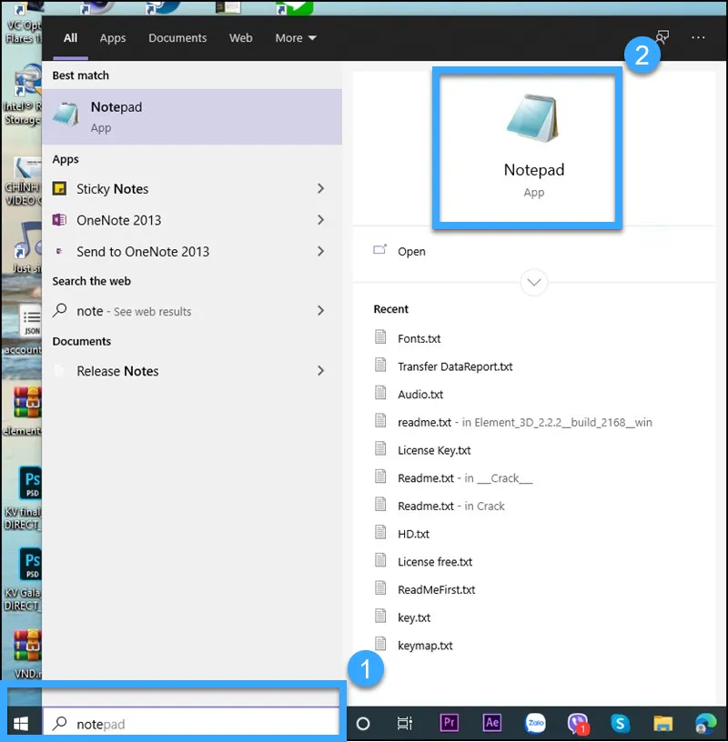 Mở ứng dụng Notepad trên máy tính
