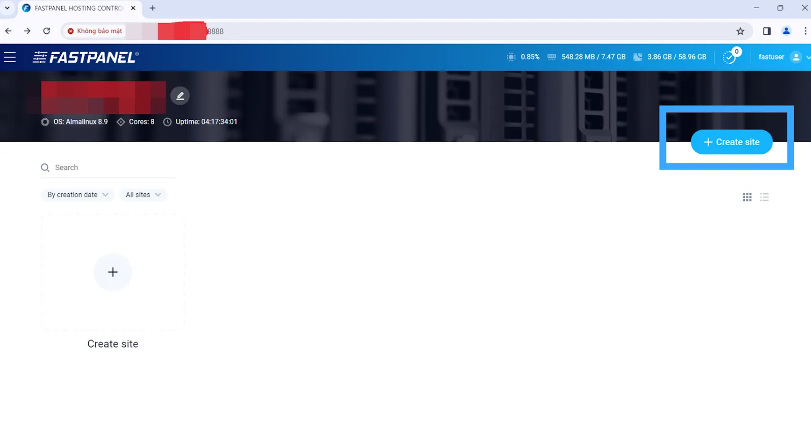 Chọn Create site