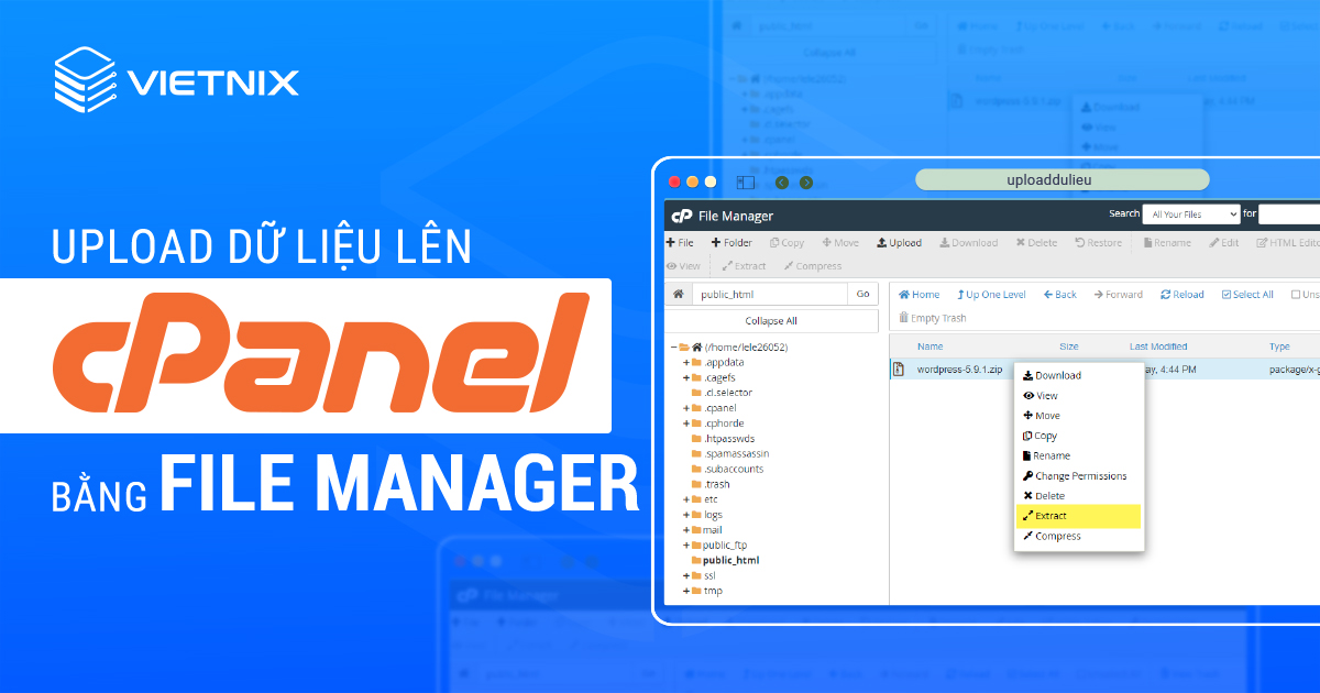 Upload dữ liệu lên cPanel bằng File Manager