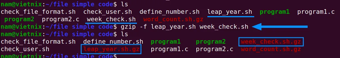 Nén nhiều file cùng lúc bằng lệnh gzip trong Linux