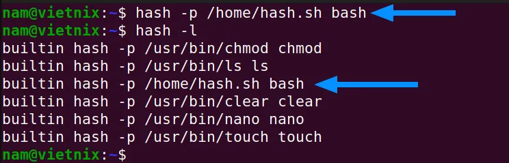 Thêm và đặt tên cho đường dẫn lệnh bằng lệnh hash