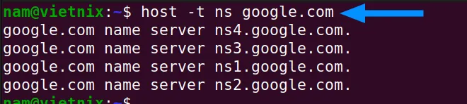 Truy vấn bản ghi NS (Name Server)