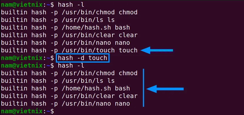 Xóa mục khỏi hash table bằng lệnh hash