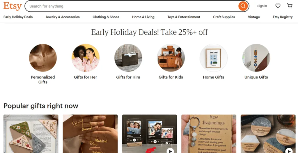 Người dùng có thể dễ dàng chuyển đổi giữa các ngôn ngữ trên Etsy