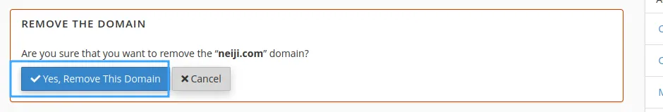 Xác nhận xóa domain