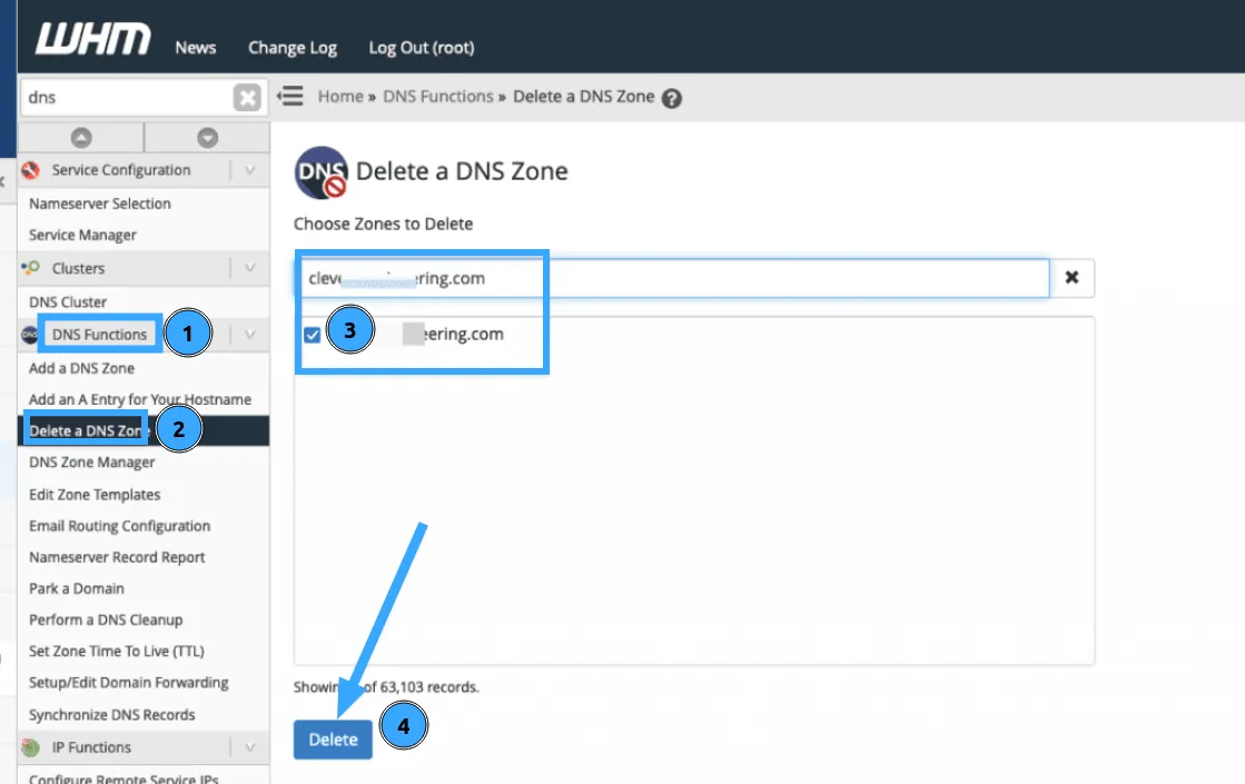 4 bước sửa lỗi addon domain vào sai Document Root trên cPanel 17 Xóa bản ghi DNS
