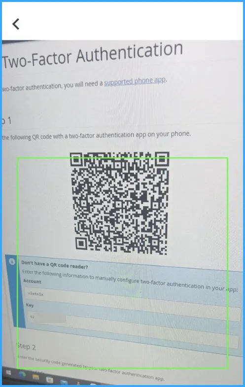 Hướng dẫn bật tính năng xác thực 2 yếu tố (2FA) trên cPanel 26 Quét mã QR