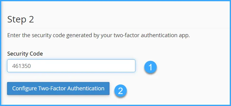 Hướng dẫn bật tính năng xác thực 2 yếu tố (2FA) trên cPanel 29 Nhập mã kích hoạt