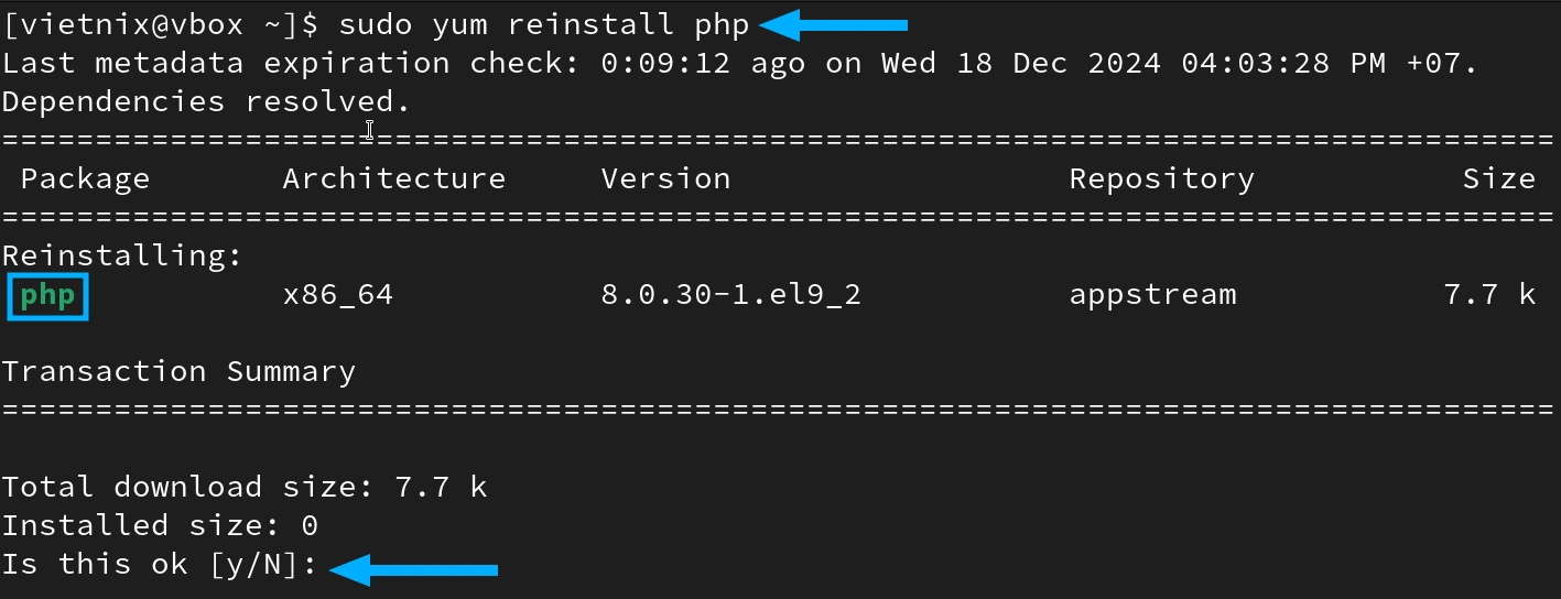 Cài đặt lại một package trên Linux