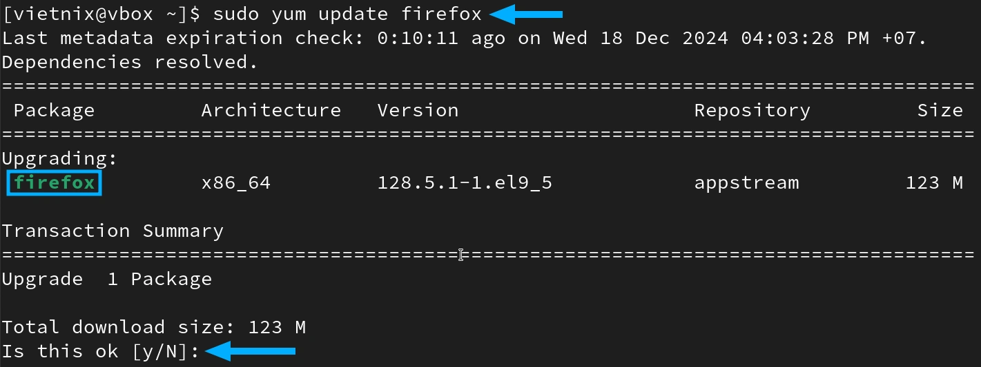 Cập nhật một package trên Linux