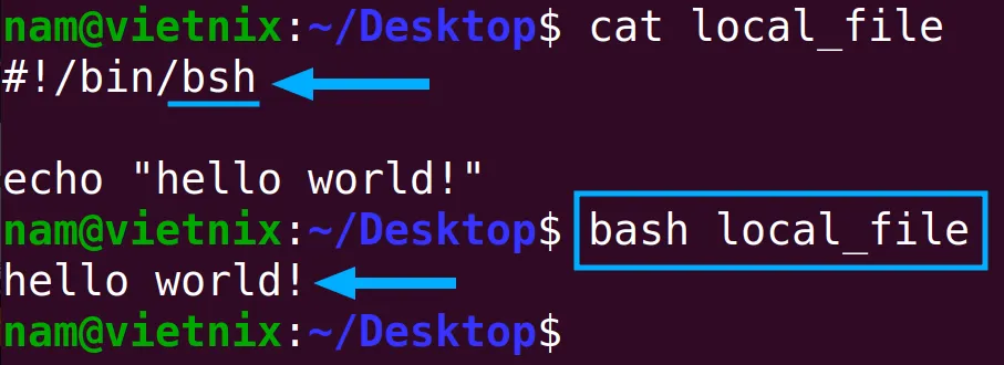 Chạy file bằng lệnh Bash