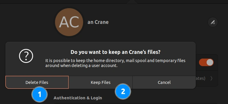 Chọn Delete Files