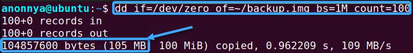 File ảnh backup.img đã được tạo