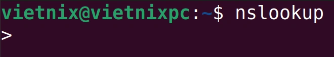 Dấu nhắc ở lệnh nslookup