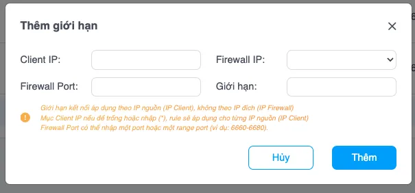 Thêm giới hạn kết nối