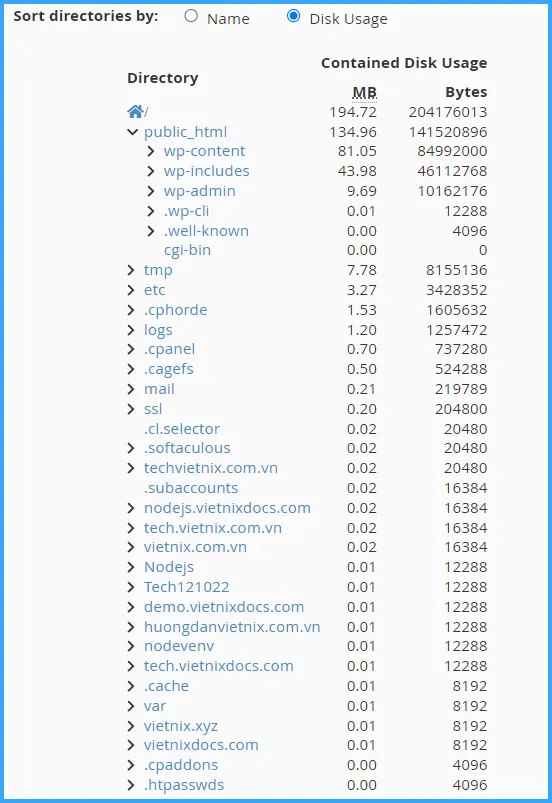 Bước 3 kiểm tra Disk Usage trên cPanel