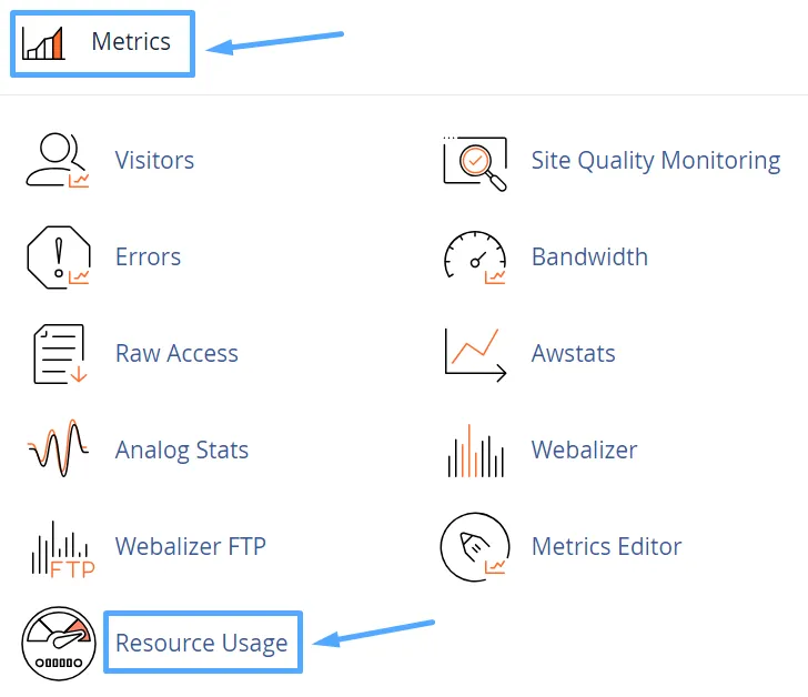 Chọn Resource Usage