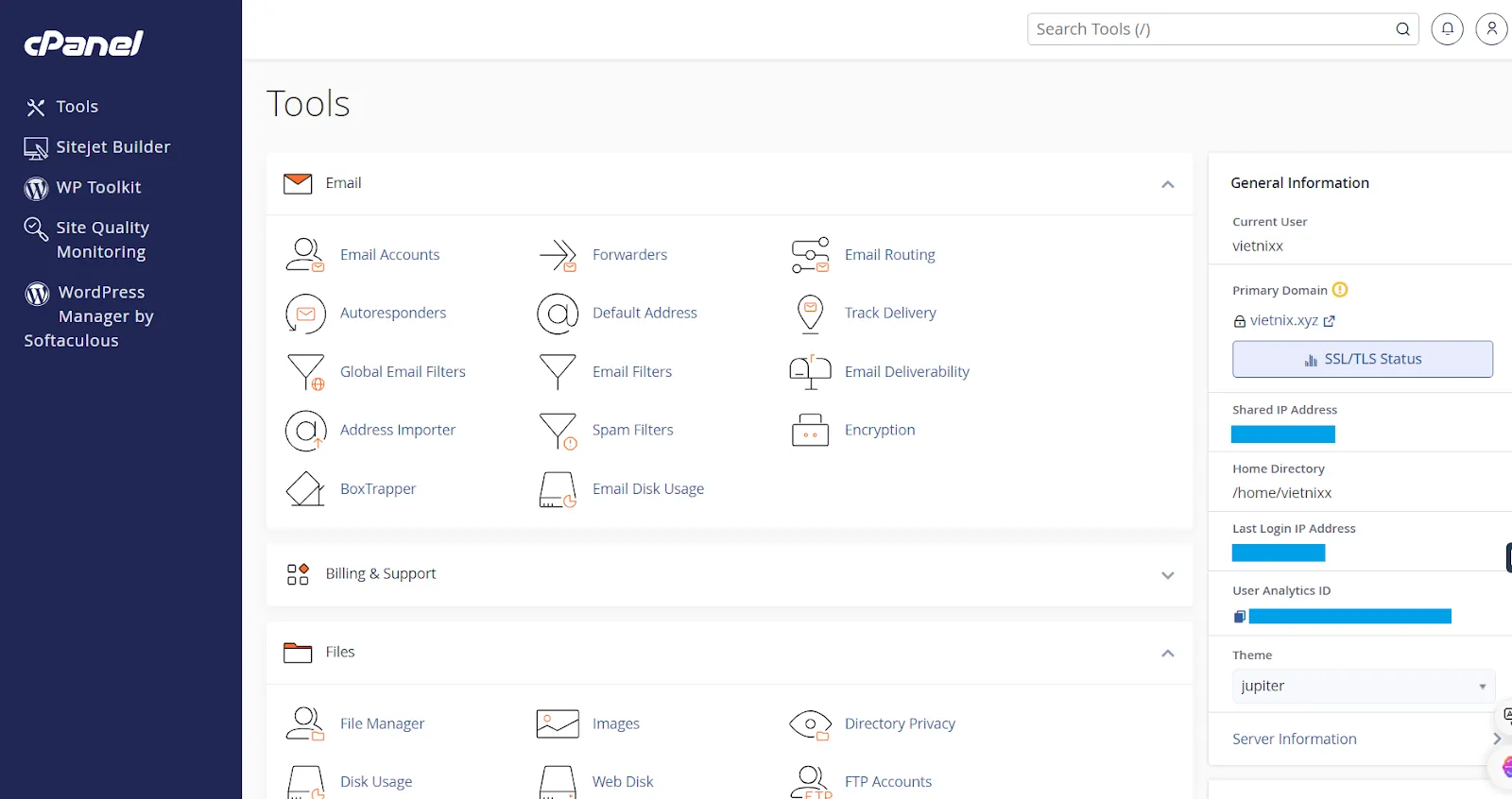 Trang chủ cPanel