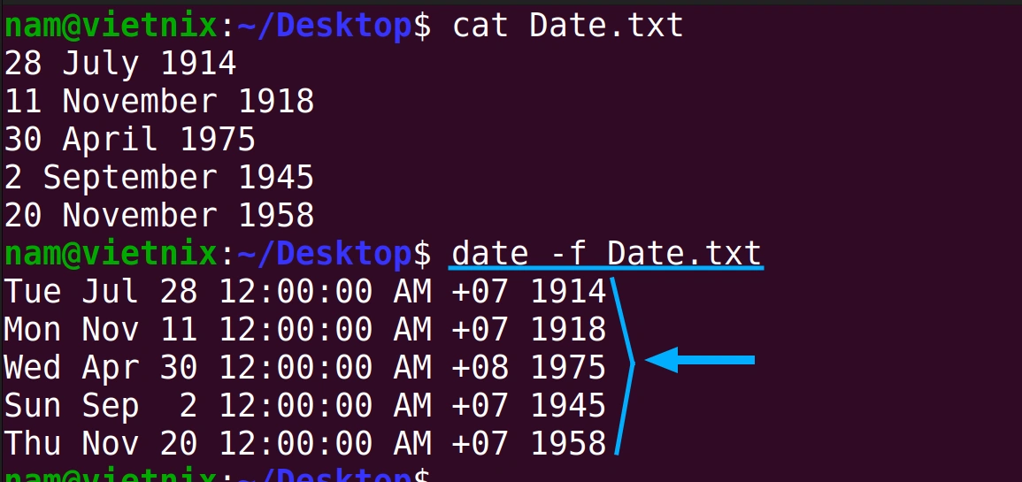 Cách hiển thị ngày giờ bằng cách sử dụng lệnh date trong Linux 36 Trích xuất ngày giờ từ file