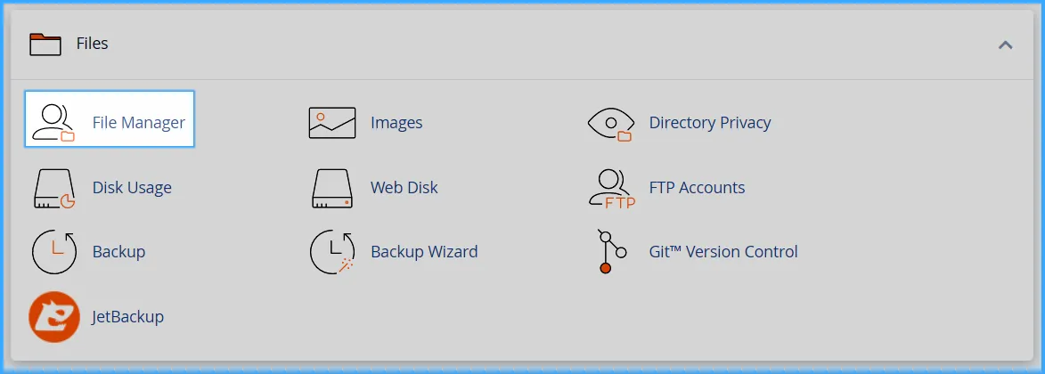 Sử dụng cPanel với giao diện Jupiter để truy cập vào File Manager