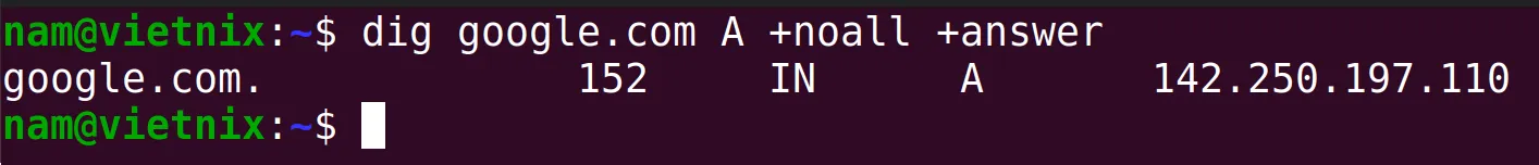 Truy vấn một bản ghi bằng lệnh dig trong Linux