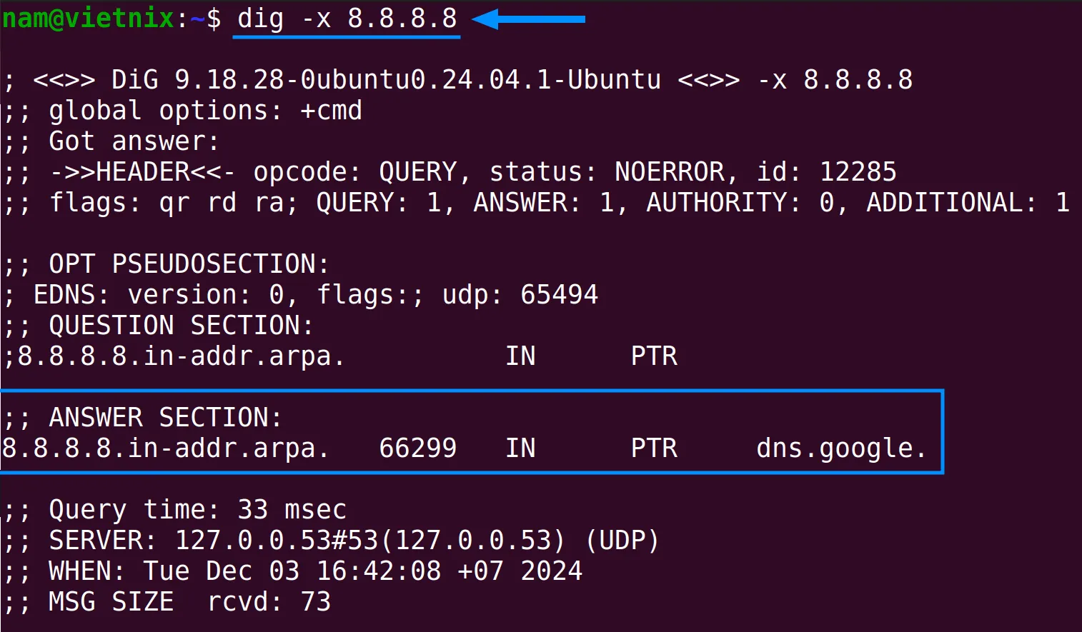 Tra cứu DNS ngược bằng lệnh dig trong Linux