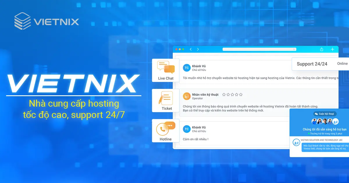 Vietnix Nhà cung cấp hosting tốc độ cao, support 24/7