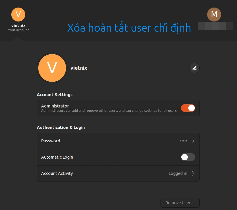 Xoá thành công người dùng