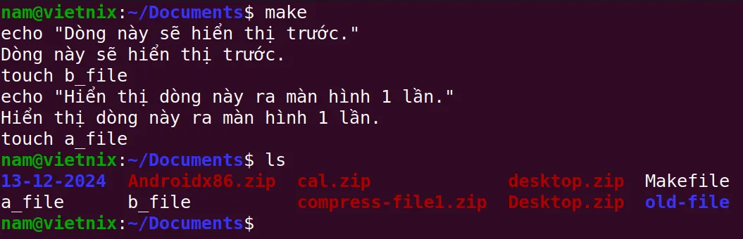 Thực thi makefile