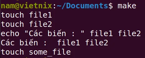 Hiển thị biến trong makefile