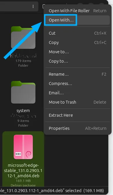 Mở file zip với tùy chọn khác