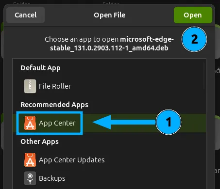 Mở file zip với App Center