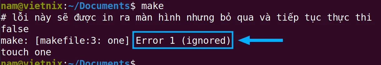 Makefile xử lý lỗi