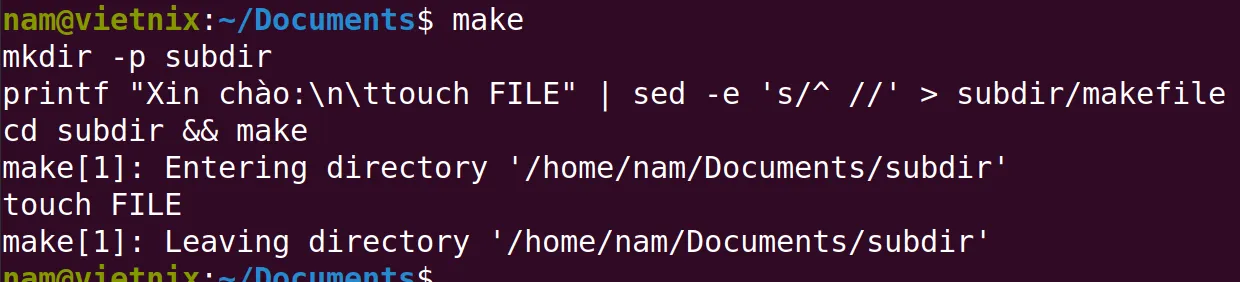 Thực thi makefile